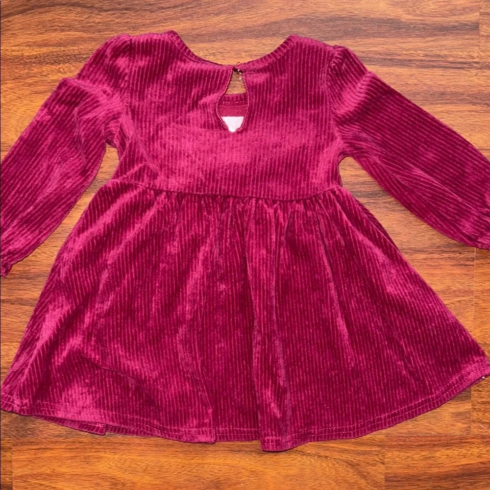 Baby Girl Burgundy Dress with Snowman Design